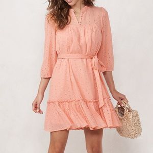 Pink babydoll eyelet dress